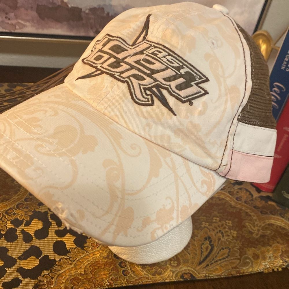 AST Dew Tour Vintage Trucker Hat Pink Floral Pattern Distressed Bill Adjustable - Picture 2 of 10